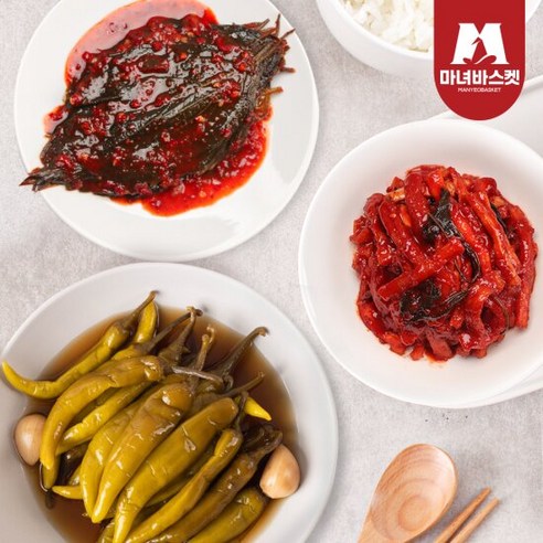 [마녀바스켓]반찬종합세트 무말랭이1kg+깻잎무침1kg+간장고추1kg, 단품