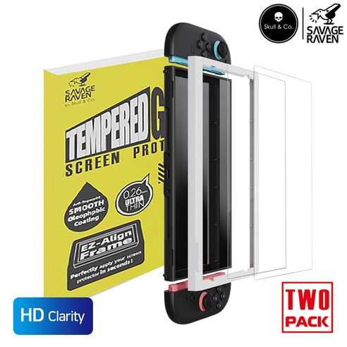 닌텐도 스위치2 보호필름 강화유리 스컬앤코 HD 2매 세트, 1세트, HD Clariy(고투명), 액정보호필름2매