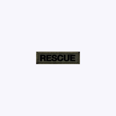 RESCUE 국방+검정 KB72 - 소방 구조 안전 레스큐 오버로크 벨크로 마크 약장 와펜 자수