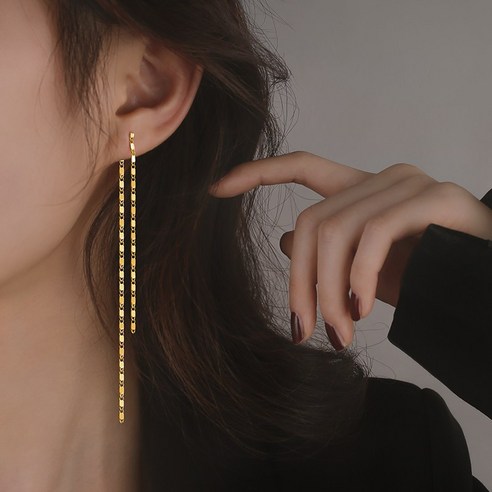 KORELAN [초영] 체인 수술 귀걸이 롱 기질 귀걸이 트렌드 한국 기질 네트 레드 귀걸이