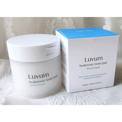 [본사정품]++리뉴얼 러븀 위치하젤 히알루론산 토너 패드 60매 Luvum hyaluronic toner pad 논코메도제닉 촉촉함 트러블케어 저자극 피부진정 피부결케어 피부속수분, 2개