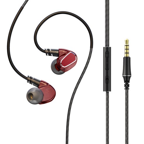 DFMEI 음악 헤드폰 소음 제거 고품질 매달려 귀 스포츠 유선 헤드폰, J38 red-3.5 업그레이드 버전