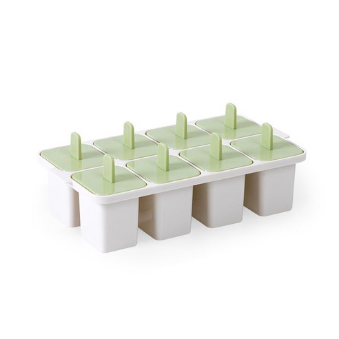 아이스크림 곰팡이 집 만들기 아이스 캔디 DIY 아이스크림 냉동 아이스 큐브 상자 셔벗 아이스크림 그리드 수제 아이스 박스 모델, 스퀘어 그린 (바닥없는 상자)