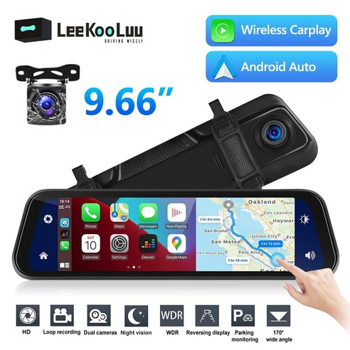 자동차페달 블랙박스 자동차 블루 안드로이드 LeeKooLuu DVR 무선 레코딩 카플레이, 01=NocardNocamera