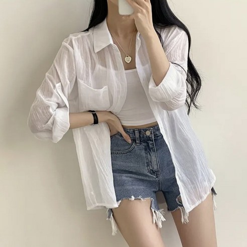 온미올렛 여성 린넨 거즈 아사면 긴팔 셔츠 남방