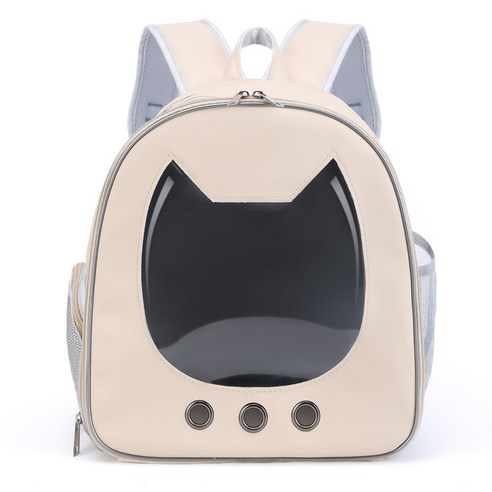 ANYOU 애완동물 배낭 백팩 고양이 강아지 이동가방 고양이 가방 백팩 이동 용품 외출하여 휴대하기, 베이지색, 1개