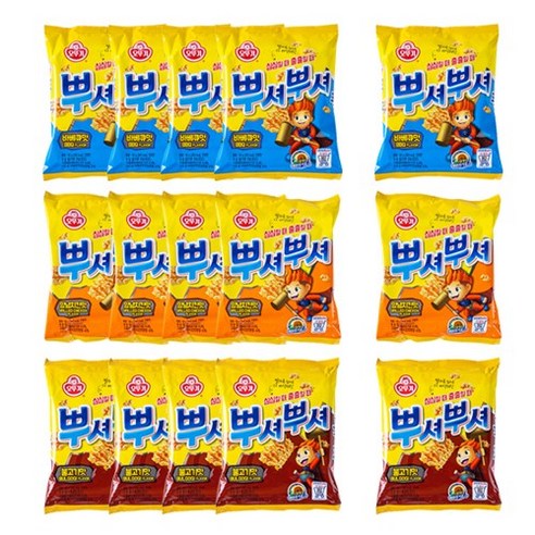 오뚜기 뿌셔뿌셔 바베큐+양념치킨+불고기 90g 각 5봉씩 총 15봉/양념치킨맛 바베큐맛 불고기맛, 15봉