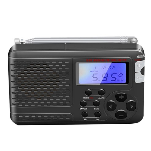 AFBEST 안테나가있는 다기능 라디오 휴대용 LCD 화면 AM/FM/SW/TV 풀 밴드 50/60HZ) 3XAAA 배터리 스토리지, 검정