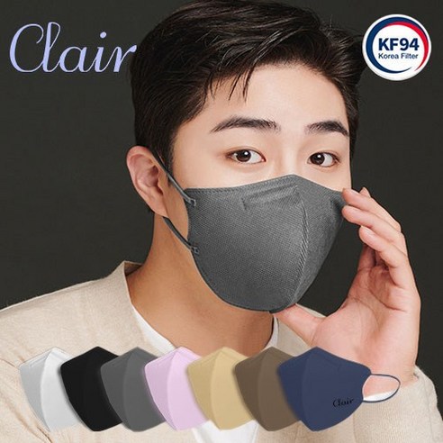 Clair 숨편한 클레어 마스크 대형 KF94, 그레이, 1개, 50개입