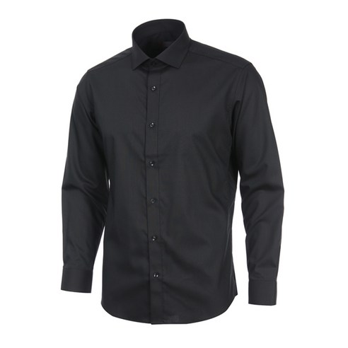 로베르따셔츠 남성용 모달 스판 솔리드 슬림핏 블랙 긴소매 셔츠 RR0-357-9