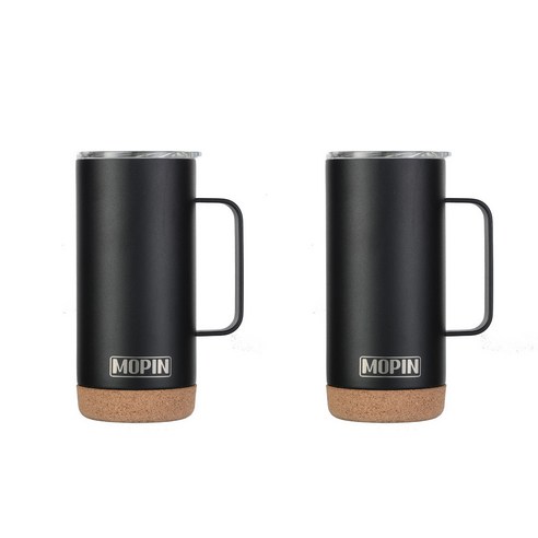 모핀 딤플 스탠 머그 텀블러 2개 셋트 보냉보온 473ml, 블랙+블랙