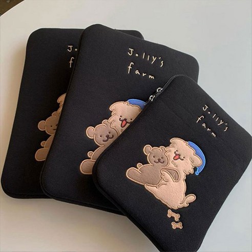 귀엽고 기능적인 테디+댕댕이 11인치 아이패드 갤럭시탭 파우치 케이스