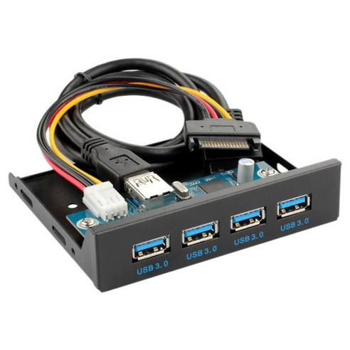 Xzante USB 3.0 전면 패널 3.5 인치 데스크탑 PC용 4포트 허브 6Gbps 컴퓨터 플로피 드라이브 확장 보드, 블랙, PCB+PVC