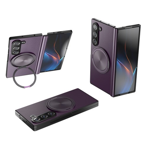 YINUO 갤럭시 Z 폴드3 4 5 6 7 힌지보호 소가죽 magsafe 360도 각도 조절이 거치대 케이스