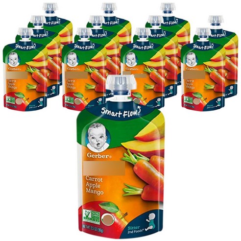 Gerber 어린이 스무디 99g, 당근 + 사과 + 망고, 12개