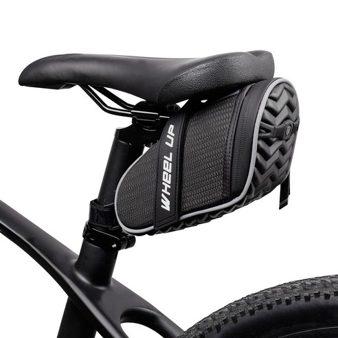 WHEEL UP 산악 자전거를위한 반사 스트립이있는 자전거 안장 가방 방수 파우치, 1개, Black