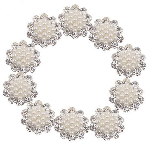 4-20pack Phenovo Crystal Faux Pearl 꽃 Button 장식 DIY 20mm 10 개, 아크릴, 플랫백