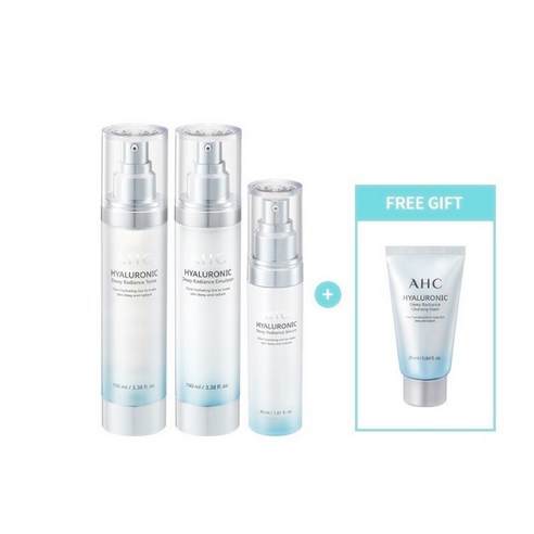 AHC 히아루로닉 듀이 래디언스 세럼 30ml+토너+에멀젼+클렌징폼 스킨케어 4종세트 선물세트/키트 AHC 히아루로닉 듀이 래디언스 세럼 30ml+토너+에멀젼+클렌징폼 스킨케어 4종세트 선물세트/키트