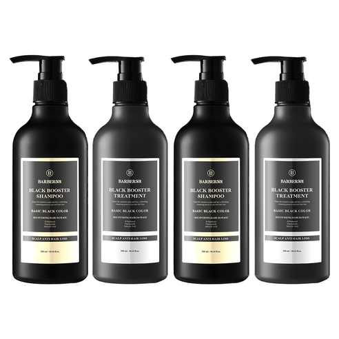 바버501 블랙 부스터 탈모 기능성 새치 염색 샴푸 300ml+트리트먼트 300ml, 2세트