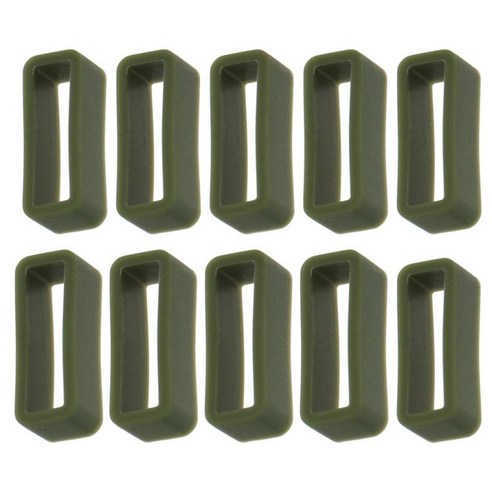 20mm 시계 밴드 용 10pcs 실리콘 패스너 링 보안 루프 세트, 짙은 녹색, 설명
