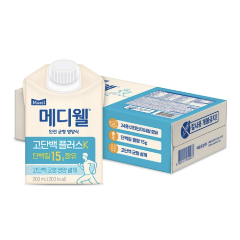 메디웰 고단백 플러스 환자 균형 영양식 식사 간식 200ml 미네랄 락토프리, 4.8L, 1세트