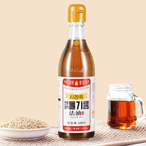 시장쏙 전통압착 들기름 350ml, 1개