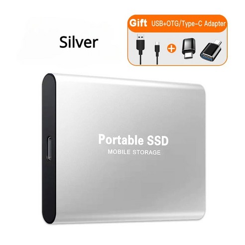 휴대용 SSD 1TB/2TB 외장형 솔리드 스테이트 드라이브 USB 3.0/Type-C 하드 디스크 고속 저장 장치 노트북/데스크탑/Mac/전화, 4TB, WHITE