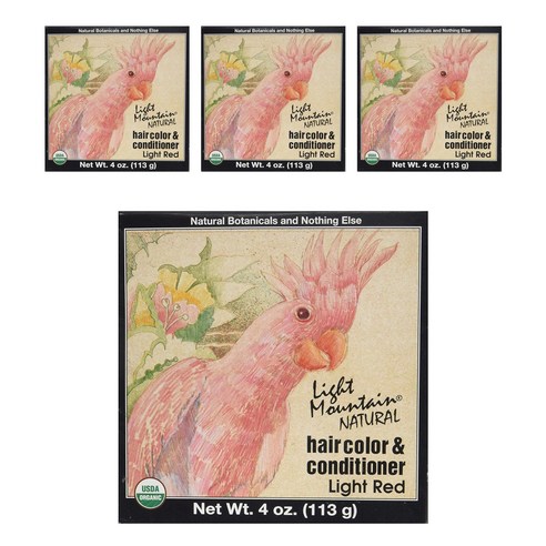 라이트마운틴 염색약 앤 컨디셔너 113g 올 내추럴, Light Red, 4개