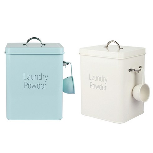 2 PCS 아름다운 분말 코팅 금속 아연 세탁 분말 상자 스포츠 파란색 및 흰색, 하나, 블루 & 화이트
