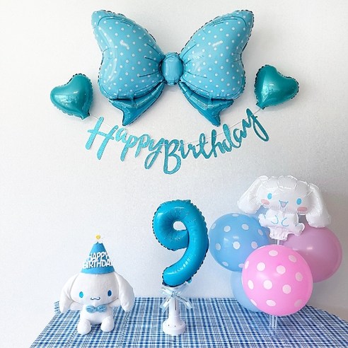 주파티 시나모롤 생일파티용품 숫자풍선 세트, 시나모롤 세트 9번