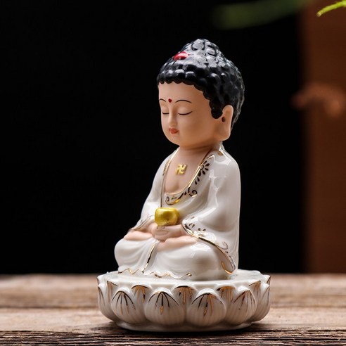 부티크 수제 세라믹 부처님 동상 Pingan 부처님 중국어 스타일 복도 Geomancy 공예 선 장식품 자동차 장식품, 하나, 색깔7