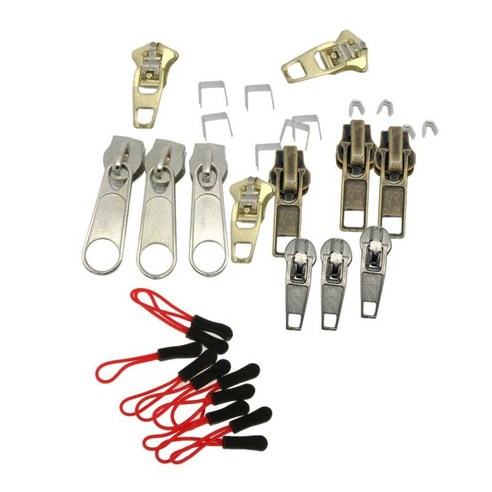 의류 및 야외용 32Pcs 인스턴트 지퍼 수리 키트, 합금, 혼합
