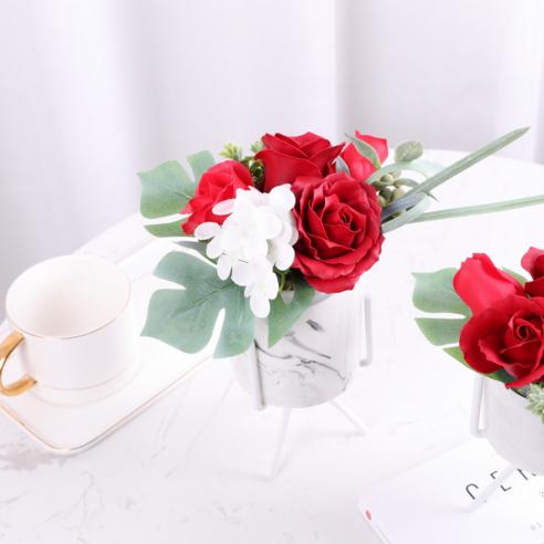 이지플 비누꽃 아름다움 플라워 화분 센터피스, 1개, 레드