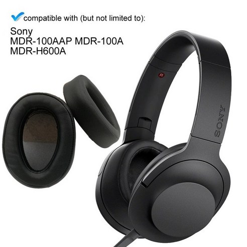 국내배송 소니 MDR-100A MDR-H600A MDR-100AAP 이어패드 이어 쿠션 커버 패드 가죽 헤드폰 헤드셋 교체 스펀지 교체용 호환 캡, 전용 이어솜(1쌍)+이아패드(1쌍)