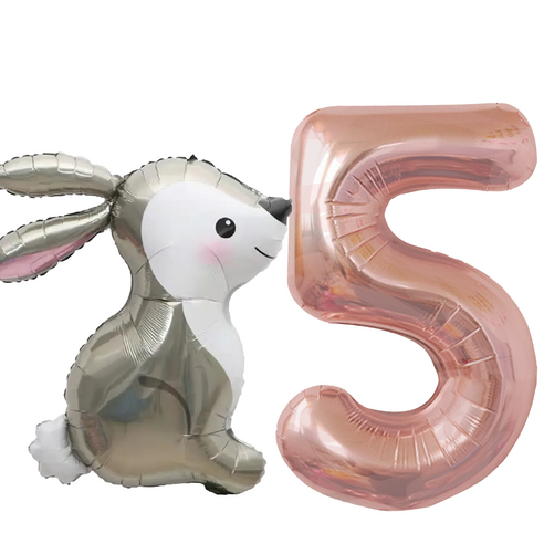 파파 파티 곰돌이 토끼 풍선 생일 파티 숫자 풍선 세트, 토끼 5, 1세트