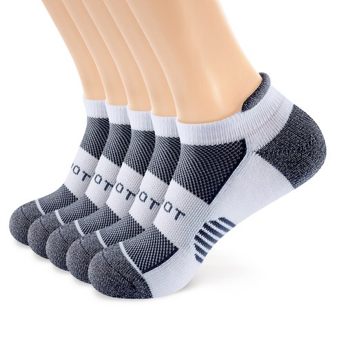몬풋 어슬레틱 스포츠 쿠션 하이백 단목양말, 네이비 5팩