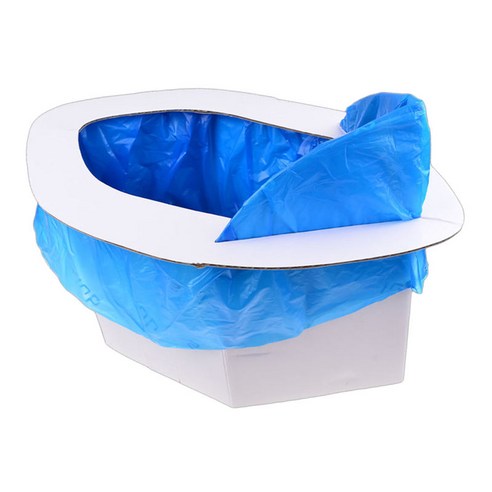 휴대용 화장실 캠핑 하이킹 피크닉 접이식 이동식 변기 변기 분해성 쓰레기 봉투 물 흡수 봉투 - 누수 방지, 36x15cm, ABS 플라스틱, 블루 화이트