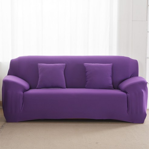 [XIG] Housmife 단색 소파 커버 거실 소파 커버 코너 소파 커버 Slipcover Chair Protector 1/2/3/4 인승, 1Pc 145-185Cm, 보라색