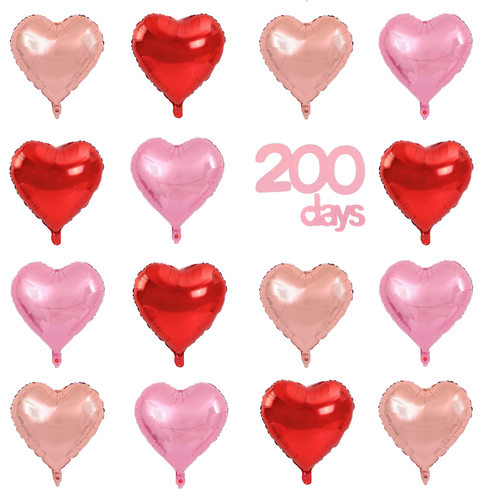 파파 파티 하트 풍선 세트 기념일 생일 포토월 DIY, 1세트, 레드6/핑크6/로즈골드6 + 200days