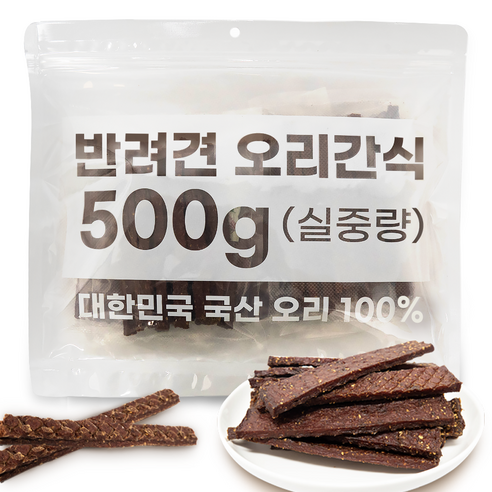 멍냥보감 국산강아지간식 대용량 국산HACCP오리100% 수제간식, 육포, 500g, 1개, 육포