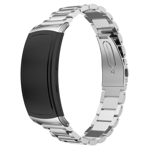 Samsung Gear Fit 2 Pro 시계 스트랩 교체용 고급 스테인리스 스틸 시계 밴드 삼성 Gear Fit2 시계 밴드용 팔찌, Silver