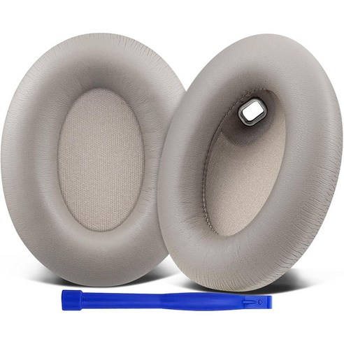 SOULWIT 교체용 이어패드-호환 모델 소니 Sony WH-1000XM4 (WH1000XM4) 헤드폰 소음 차단 폼 두께 추가 1쌍, Protein Leather, Grey, 1개