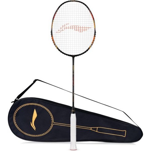 무료 풀 커버가 있는 리닝 지포스 X5 카본 파이버 배드민턴 라켓82그램 28파운드, Black orange, 1개