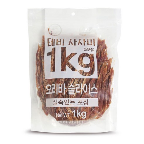 테비사사미 오리바 슬라이스 1kg 강아지 간식 대용량 1kg, 1000g