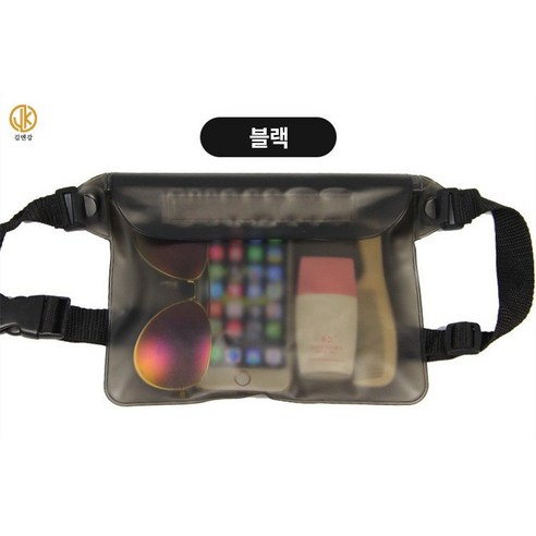 김엔강 대용량 힙색 방수팩, 블랙, 1개