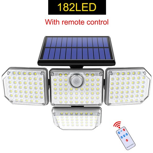 [ZL] 태양 광 조명 조정 가능한 머리와 야외 182/112 LED 벽 램프 보안 LED 홍수 빛 IP65 방수 3 작업 모드, 러시아_182ledwithremote