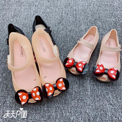 1+1 미니마우스 여아 키즈 젤리 샌들 유아 공주 구두 여름 키즈 데일리 발편한 리본 슈즈