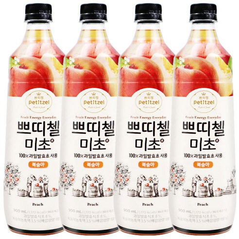 쁘띠첼 미초 복숭아 식초, 900ml, 4개