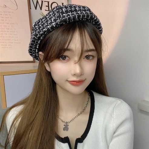 besteffie 베레모 체크베레모 캐쥬얼 트위드베레모 팔각 빵모자 데일리 여성모자 화가모자 E15
