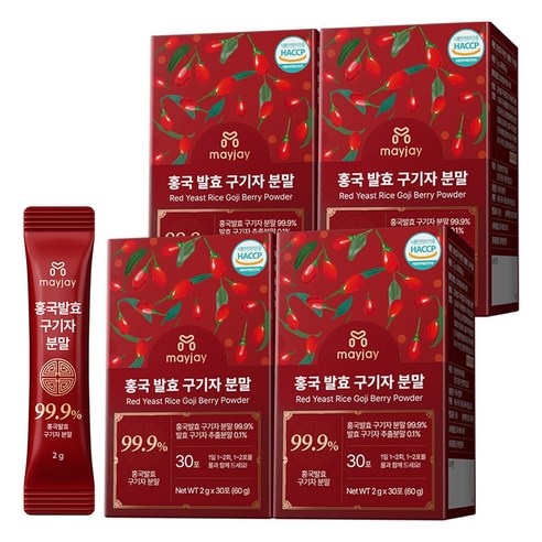 홍국 발효 청양 구기자 분말 국산 스틱, 4개, 60g